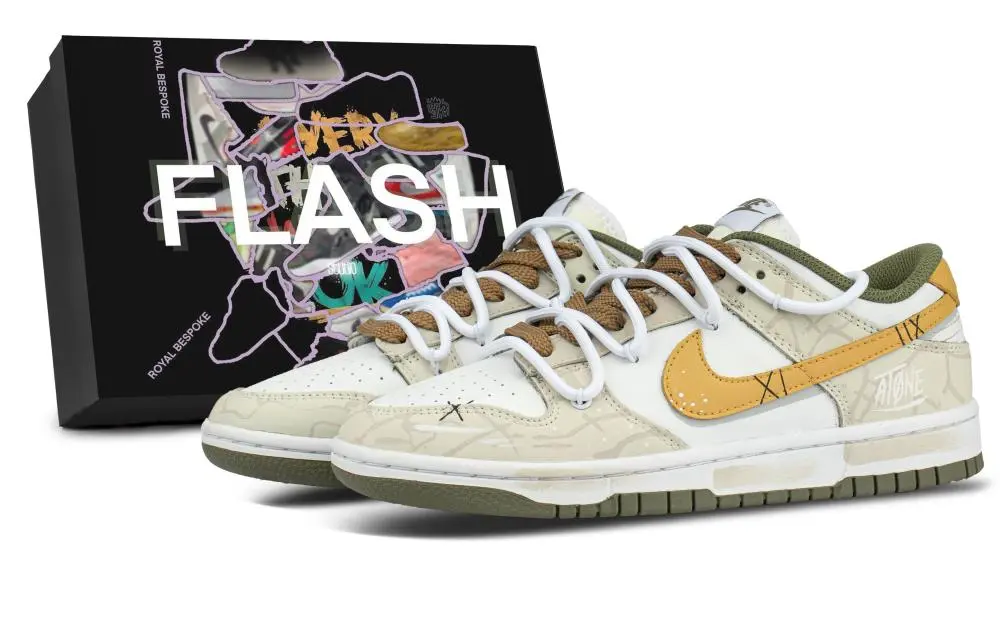Nike Dunk Light Shadow Flowing White, Box Low top Skateboard Shoes Women's Ecru Orange