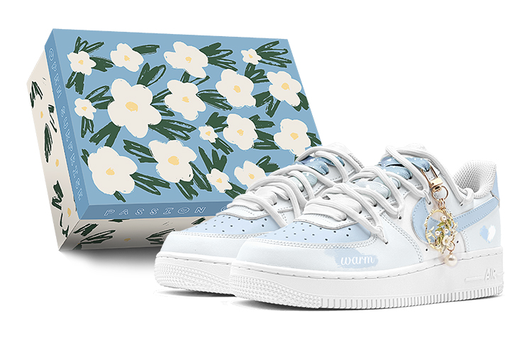 Nike Air Force 1 Low Summer Baby's Breath Shock Absorbers Low Top Skateboard Shoes GS Light Blue