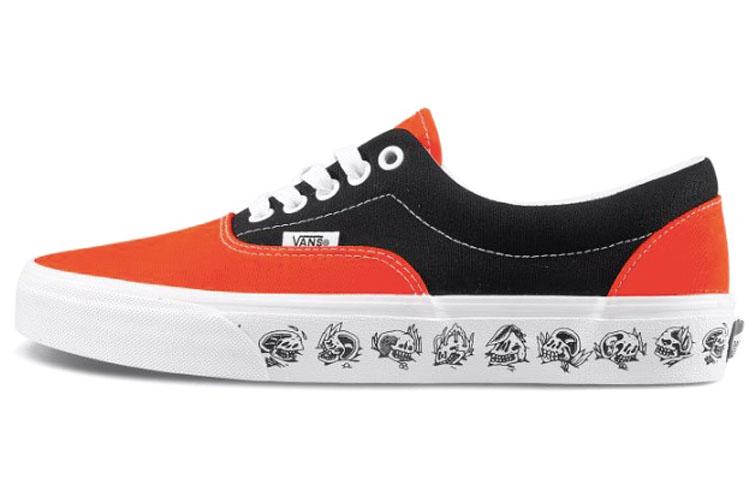 Vans Era Skeleton Printing Retro Casual Canvas Shoes Black Orange Colorblock 'Black Orange'