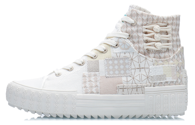LiNing Wu Xing Anti Slip Wear Resistant High Top Skateboard Shoes Unisex Mist White