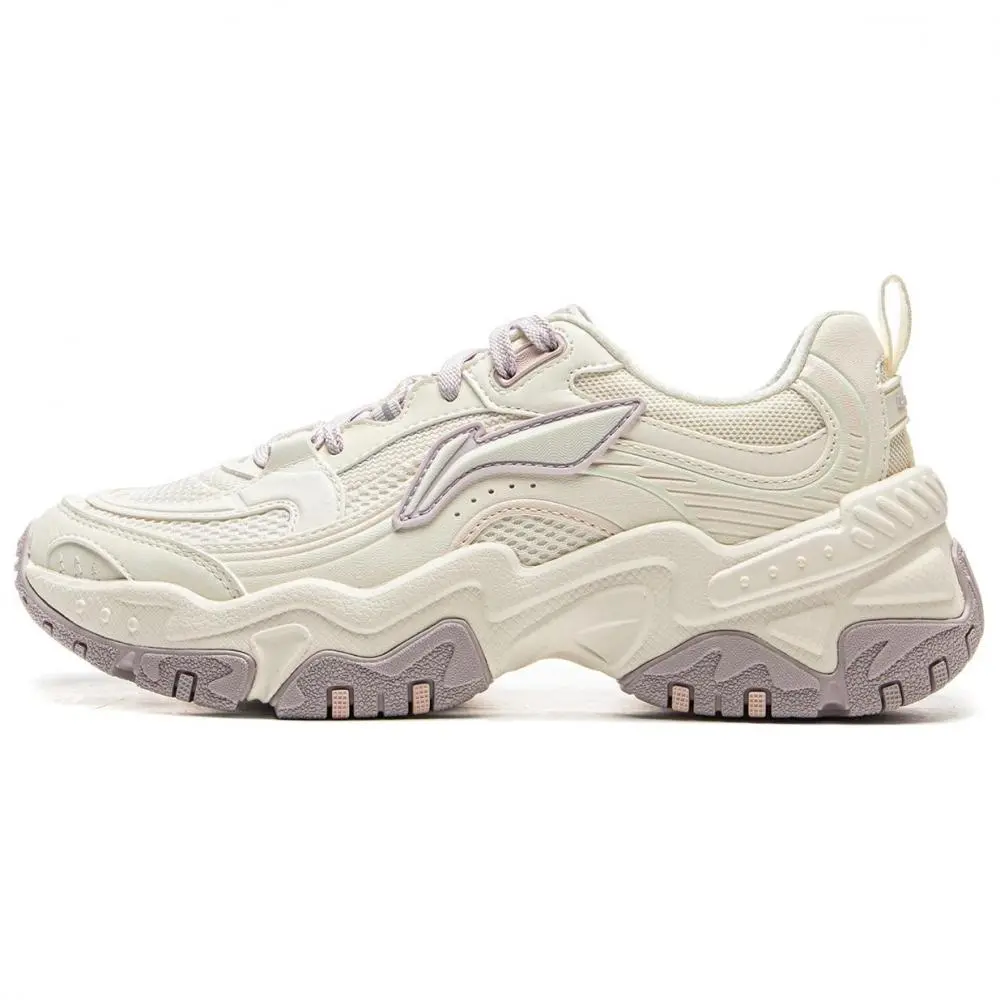 LiNing Brown Sugar Slip Resistant, Abrasion Resistant, Breathable Low top Casual Shoes Women's Ecru Gray