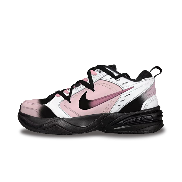 Nike Air Monarch 4 Pink Ink Flowing Year Slip-Resistant Breathable Low-Top Chunky Sneakers Unisex Black Pink