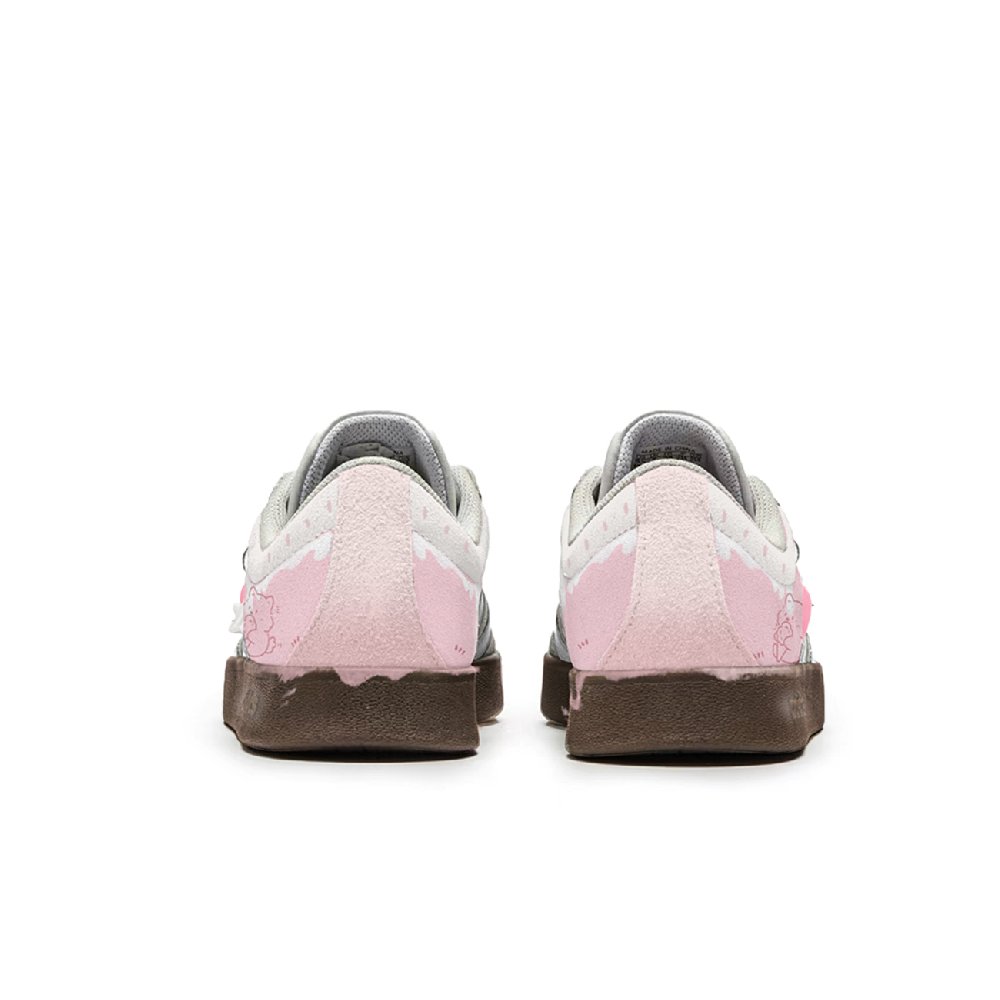Adidas Neo VL Court 2.0 ADCDAVINCI Ice Cream Cat Anti Slip Wear Resistant Low Top Skateboard Shoes Unisex Pink Brown