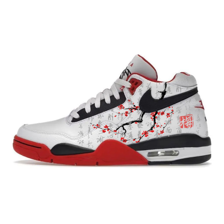 Nike Flight Legacy Anti-Slip Wear-Resistant High-Top Vintage Basketball Shoes Unisex Red White