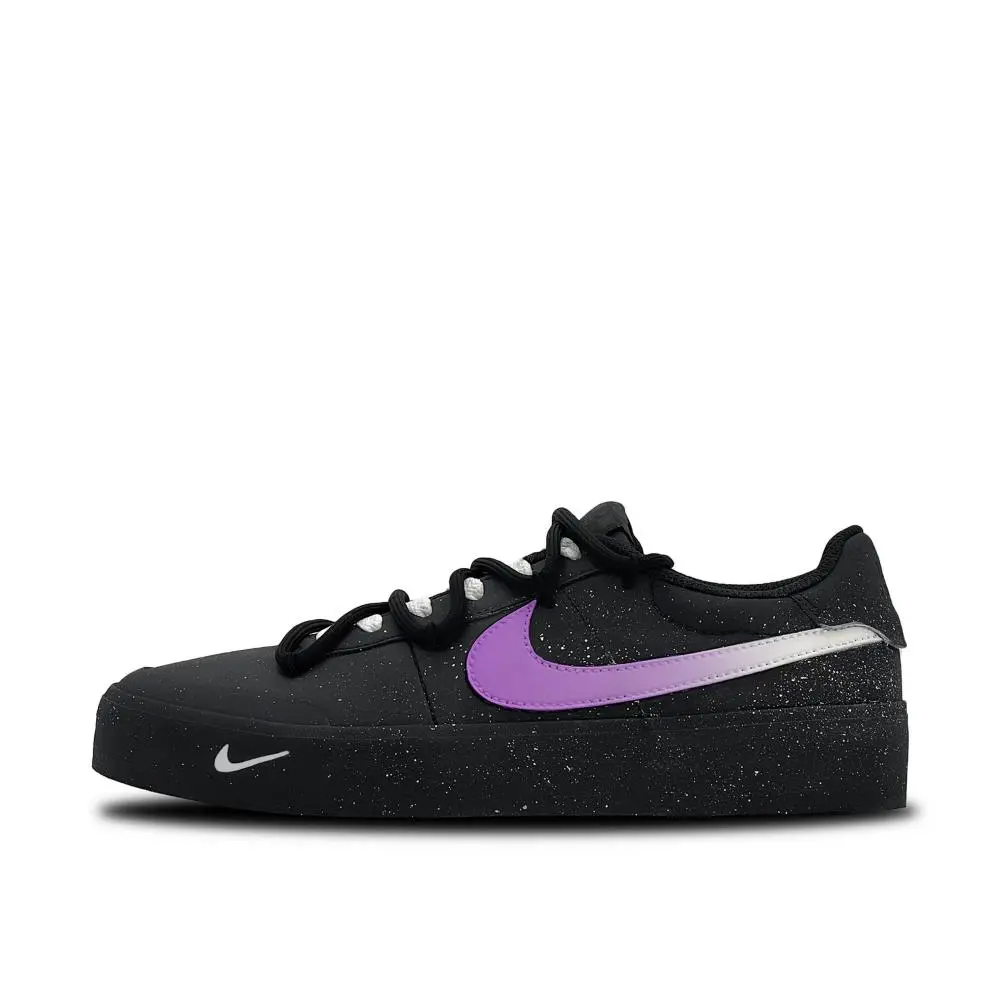 Nike Court Shot Purple Magic Meteor Abrasion Resistant Low top Skateboard Shoes Men's Black White Purple