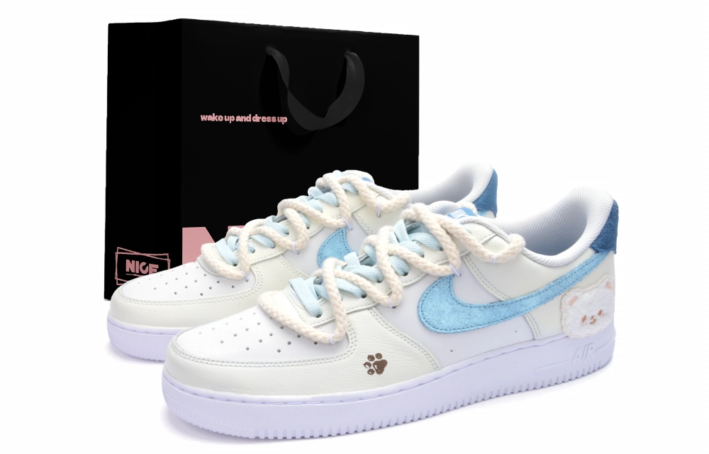 Nike Air Force 1 Lv8 Shock Absorbers Abrasion Resistant Slip Resistant Low top Skateboard Shoes Unisex White Blue