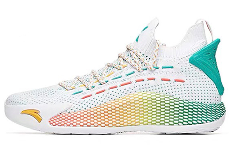 Anta KT5 Shock Absorbers Slip Resistant Abrasion Resistant Mid Top Basketball Shoes Men's White Red Green