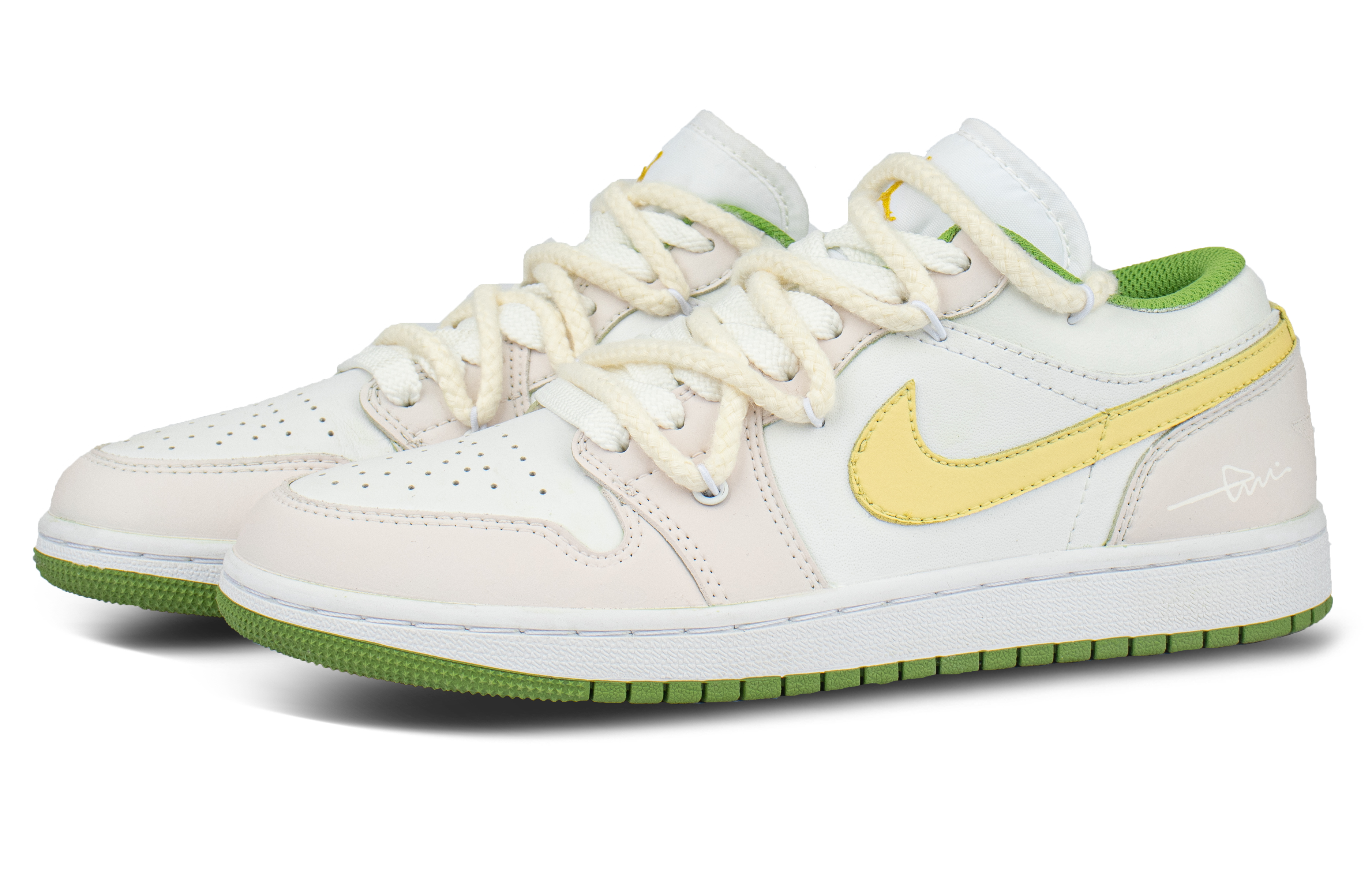 Jordan Air Jordan 1 Evening Lime Box Included Low top Skateboard Shoes Unisex White Pink Yellow купить в интернет-магазине Yoocart с быстрой доставкой по России.