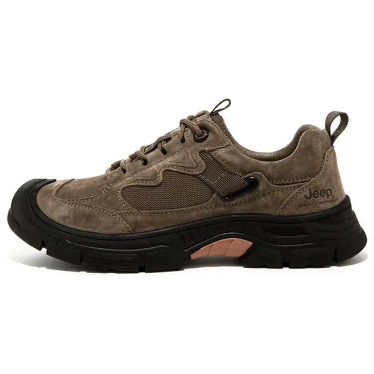 Jeep Cushioning Wear-Resistant Low-Top Trekking Shoes Men's Khaki