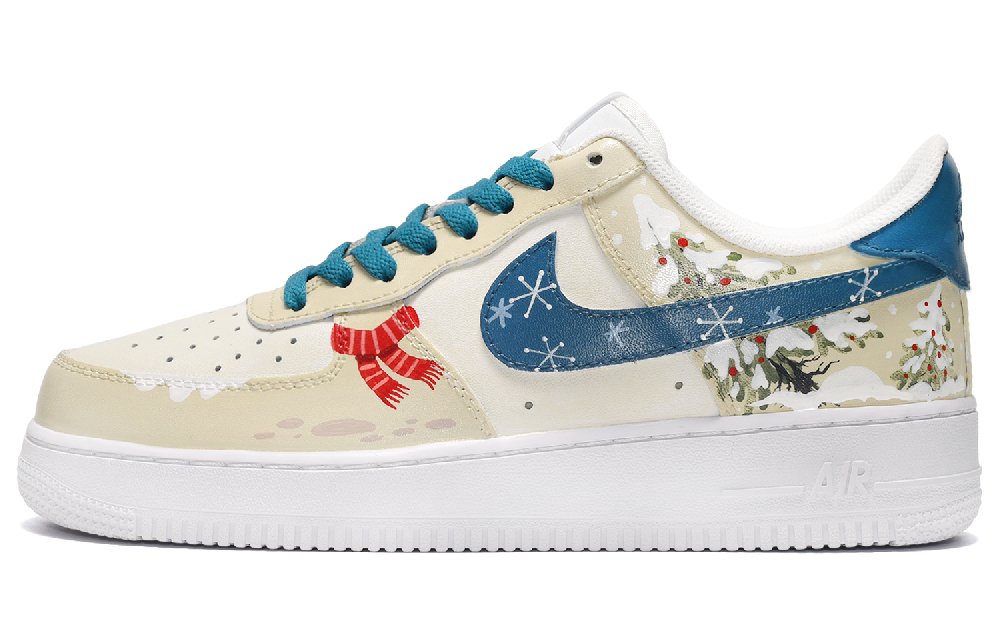 Nike Air Force 1 CUS ID White Snow Accumulation Low-Top Skateboard Shoes Men's Yellow Blue