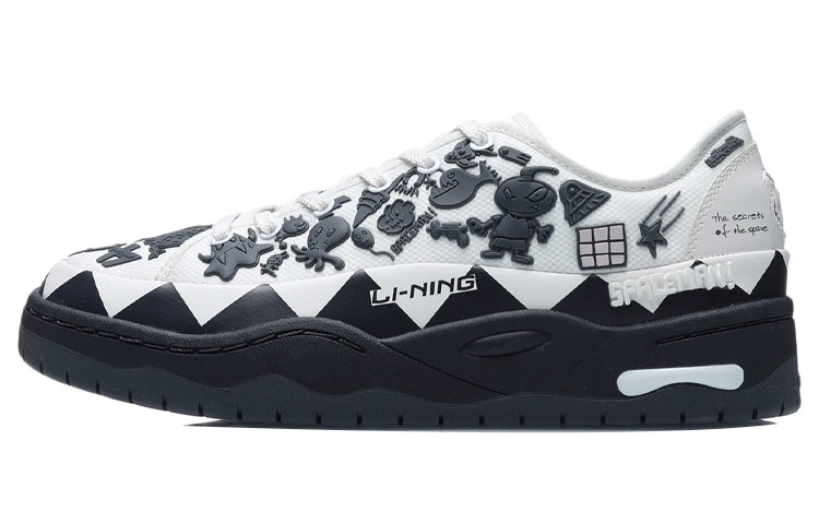 LiNing CF Pursuit Lightweight Anti-Slip And Wear-Resistant Low-Top Skateboard Shoes Unisex White Gray