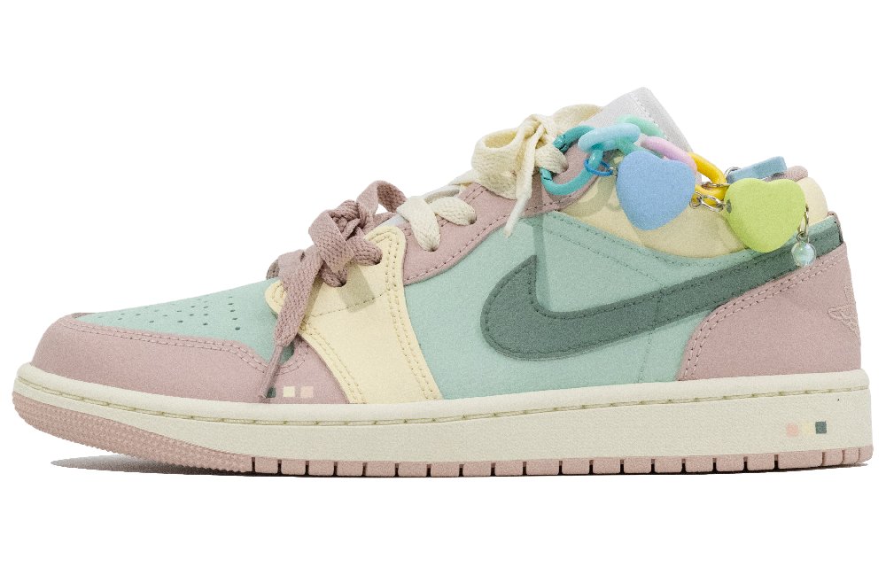 Jordan Air Jordan 1 Icing Sugar Forest Abrasion Resistant Low Top Vintage Basketball Shoes Unisex Lotus Color