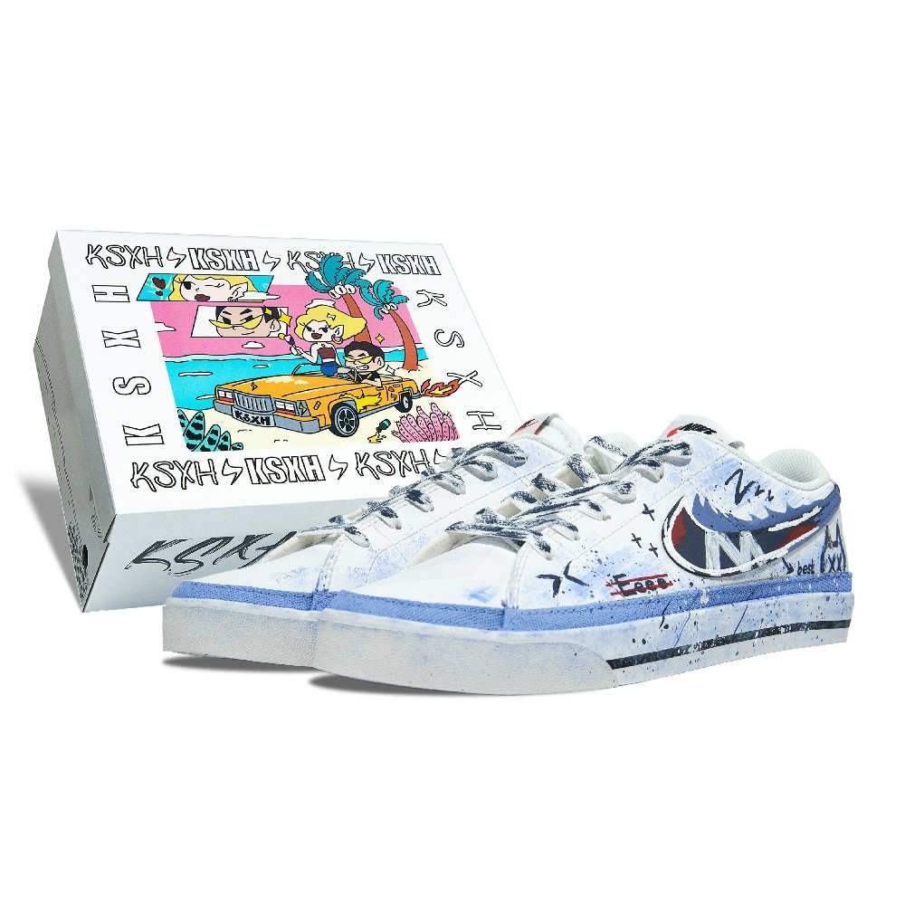 Nike Court Legacy Wear resistant And Lightweight Low Top Skateboard Shoes Women's Blue White