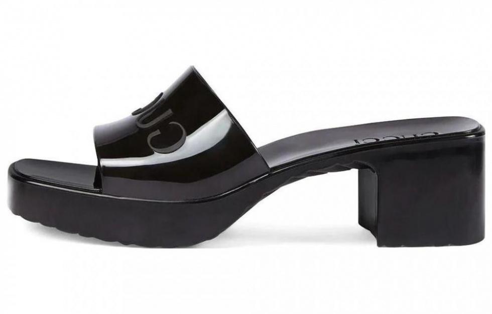 GUCCI 60mm Slide Sandal Black Rubber Women's