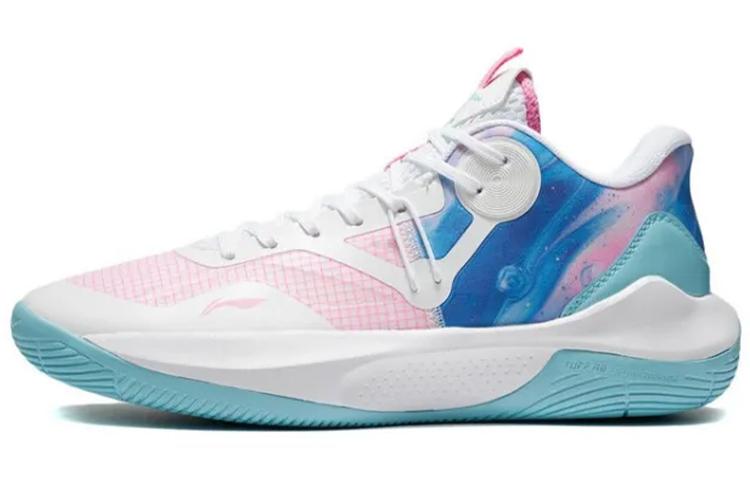 LiNing Sonic 9 Team Cushioning Breathable Rebound Low-Top Basketball Shoes Men's White Pink