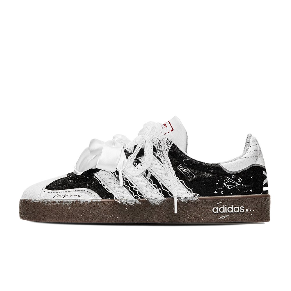 Adidas VL COURT 2.0 IC77 Dashed Line Beating Abrasion Resistant Low top Skateboard Shoes Unisex Black White