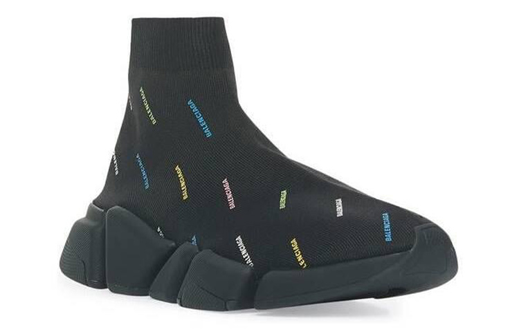 Balenciaga Speed 2.0 AllOver Logo Recycled Knit Black Multicolor купить в интернет-магазине Yoocart с быстрой доставкой по России.