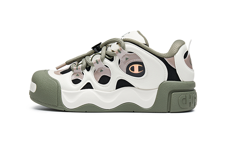 Champion Puffed Donut Low-Top Skateboard Shoes Men's Milk White/Velvet Brown