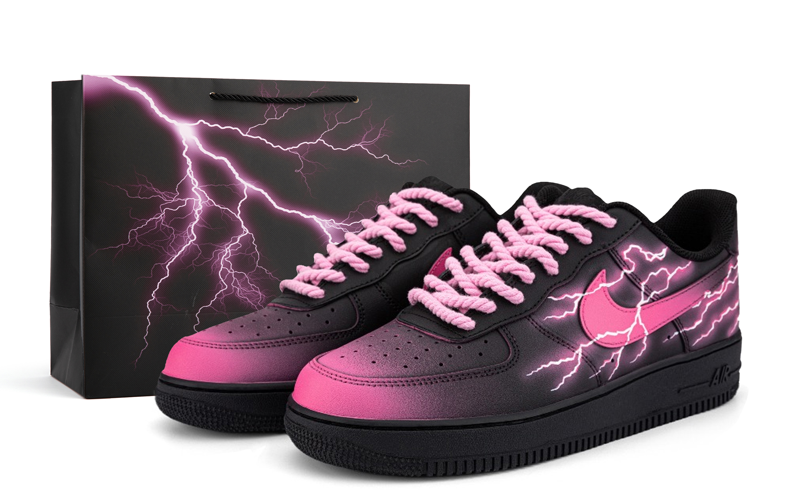 Nike Air Force 1 Anti-Slip Wear-Resistant Low-Top Skateboard Shoes Women's Black Pink