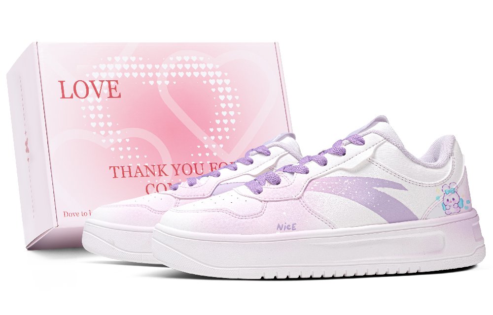 Anta Relaxed Abrasion Resistant Shock Absorbers Low Top Skateboard Shoes Men's White Purple