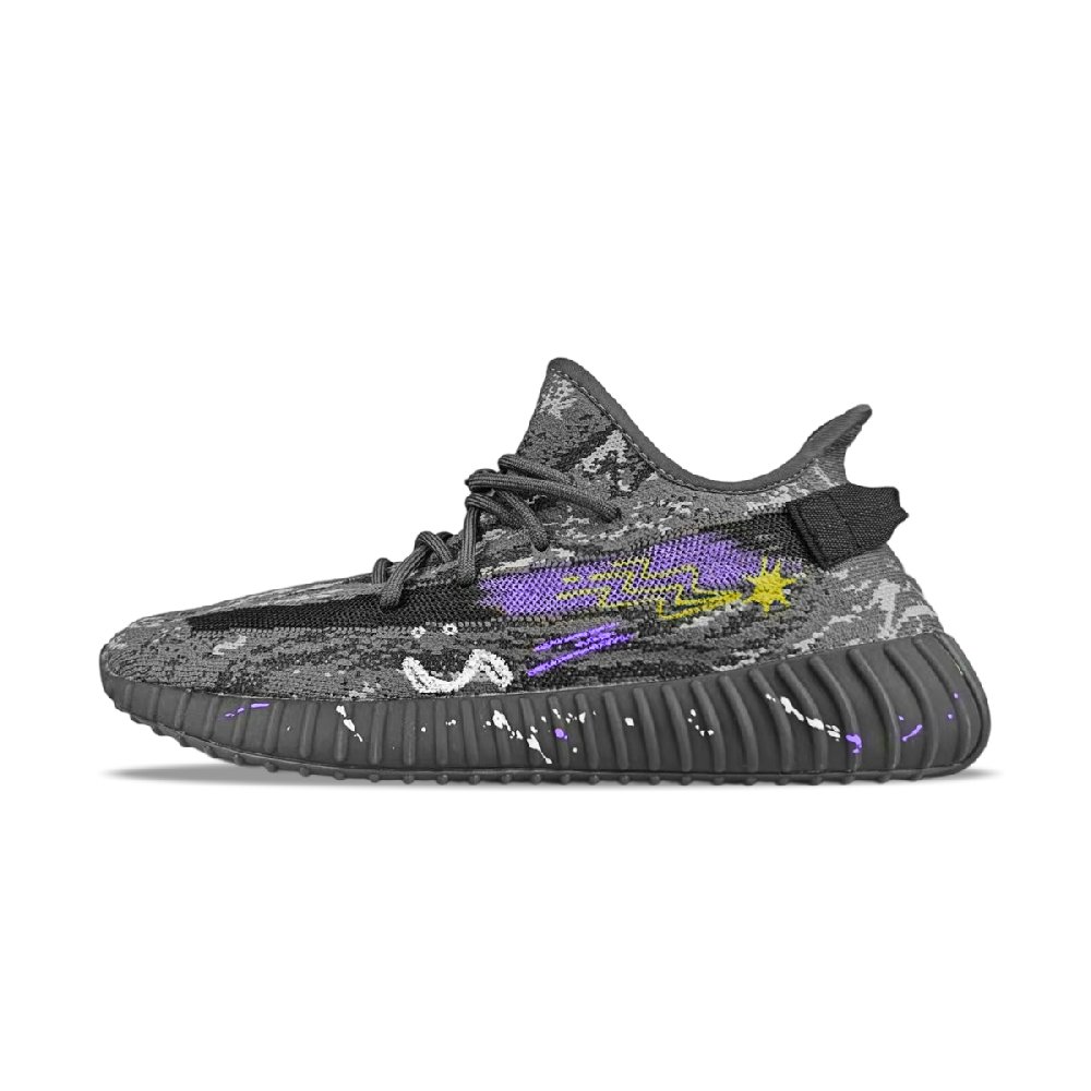 Adidas Originals Yeezy Boost 350 V2 Abrasion Resistant Low Top Casual Shoes Unisex Black Purple
