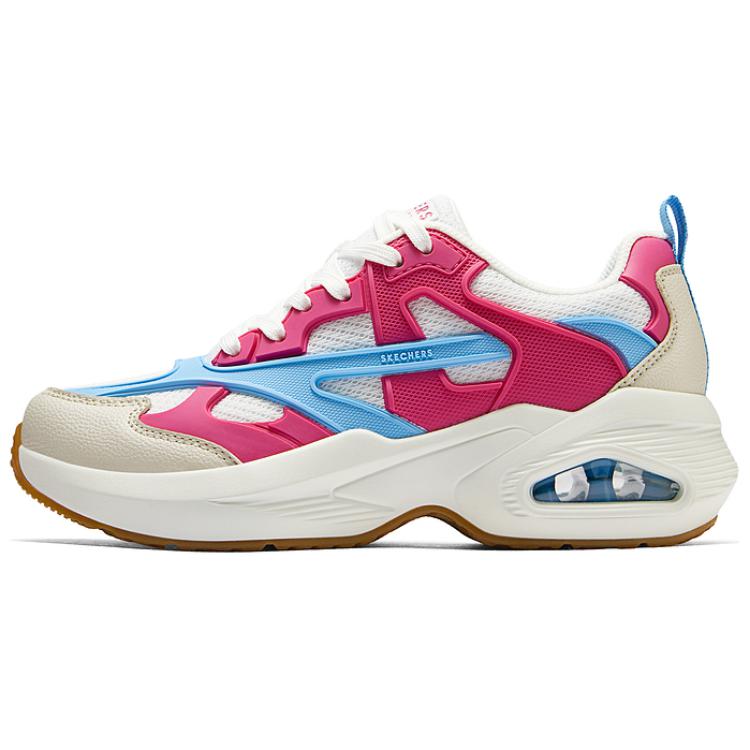 Skechers Cushioned Slip Resistant Low Top Running Shoes Women's White Blue Pink