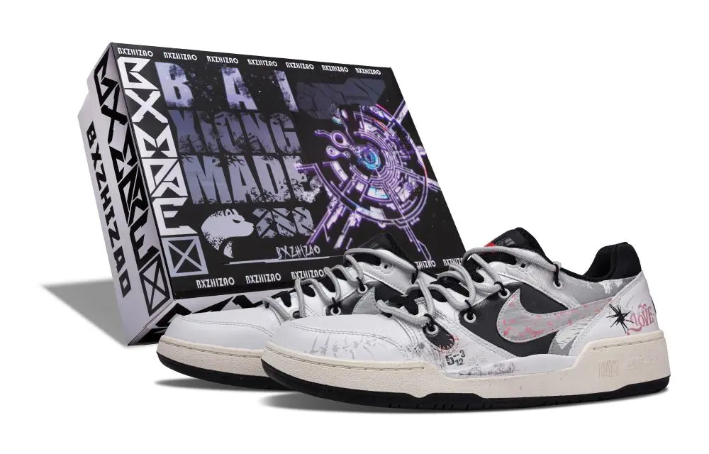 Nike Full Force Cushioning Low top Skateboard Shoes Men's Black White