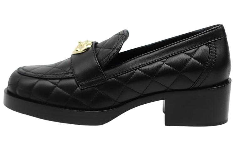 CHANEL Chunky Heel High Heels 5cm Women's Black