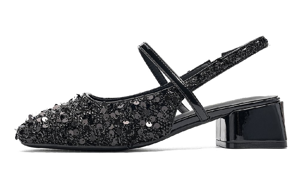 EBLAN Chunky Heel High Heels Women's Black