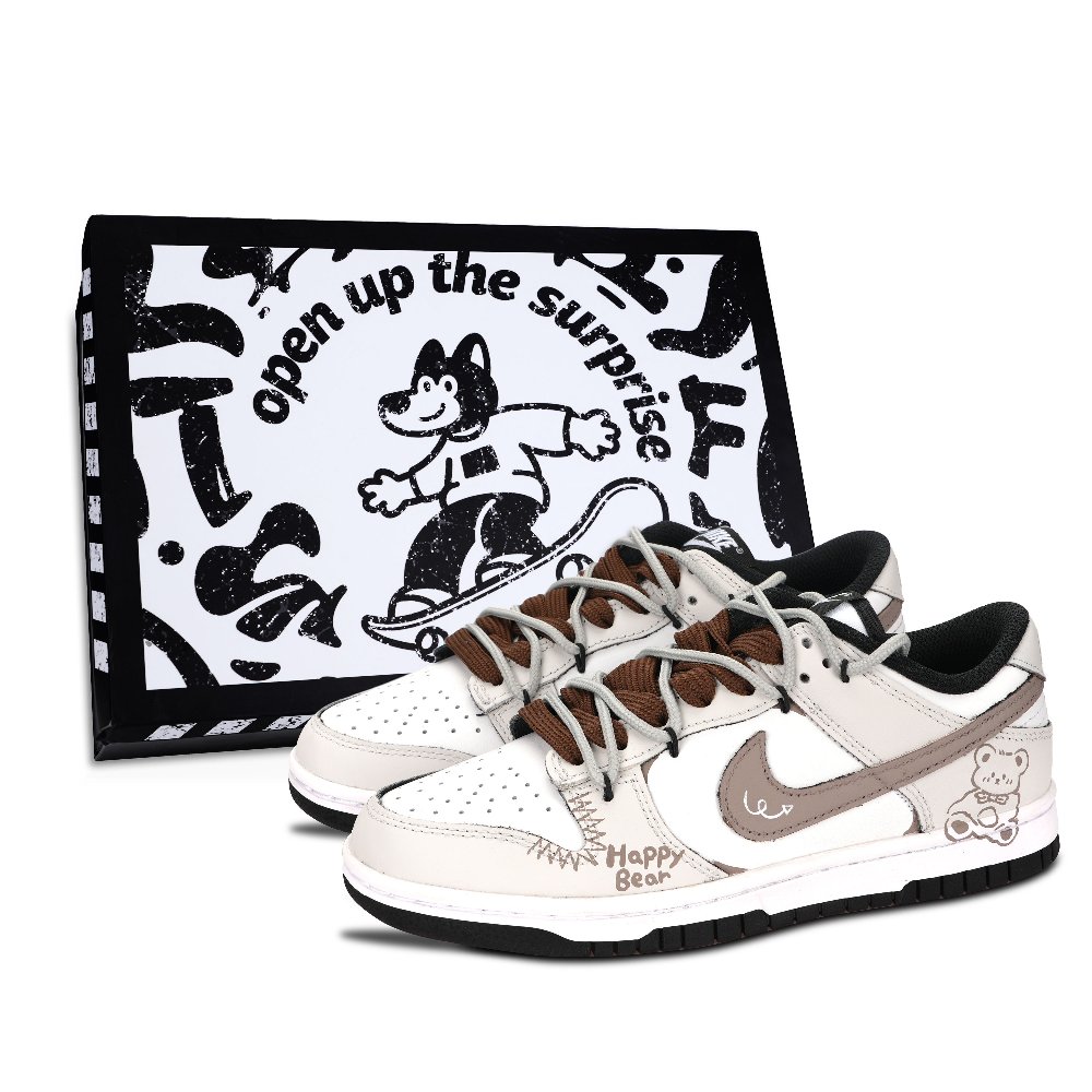 Nike Dunk Black White, Soft Bear Abrasion Resistant Low Top Skateboard Shoes Unisex Khaki
