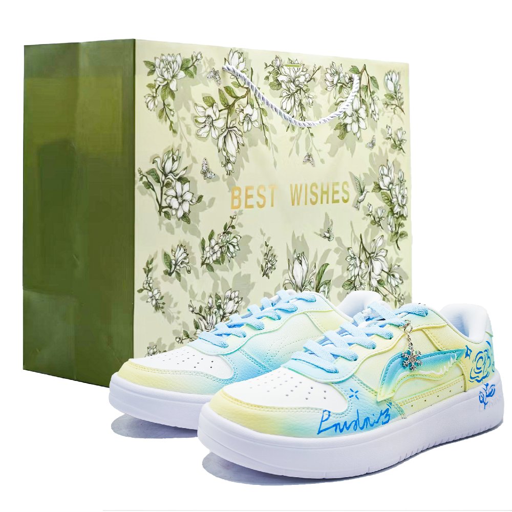 LiNing Pontoon Boats Slip Resistant, Abrasion Resistant, Breathable Low Top Skateboard Shoes Men's White Blue Yellow
