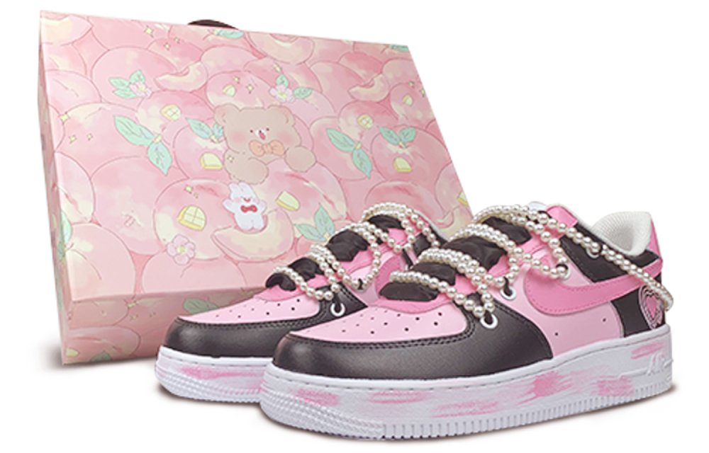 Nike Air Force 1 Low Low-Top Skateboard Shoes Women's Black Pink