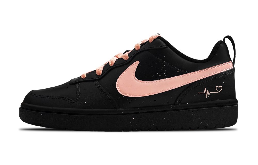 Nike Court Borough 2 Low-Top Skateboard Shoes GS Black Pink