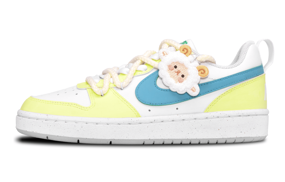 Nike Court Borough Anti-Slip Wear-Resistant Low-Top Skateboard Shoes GS Yellow Blue