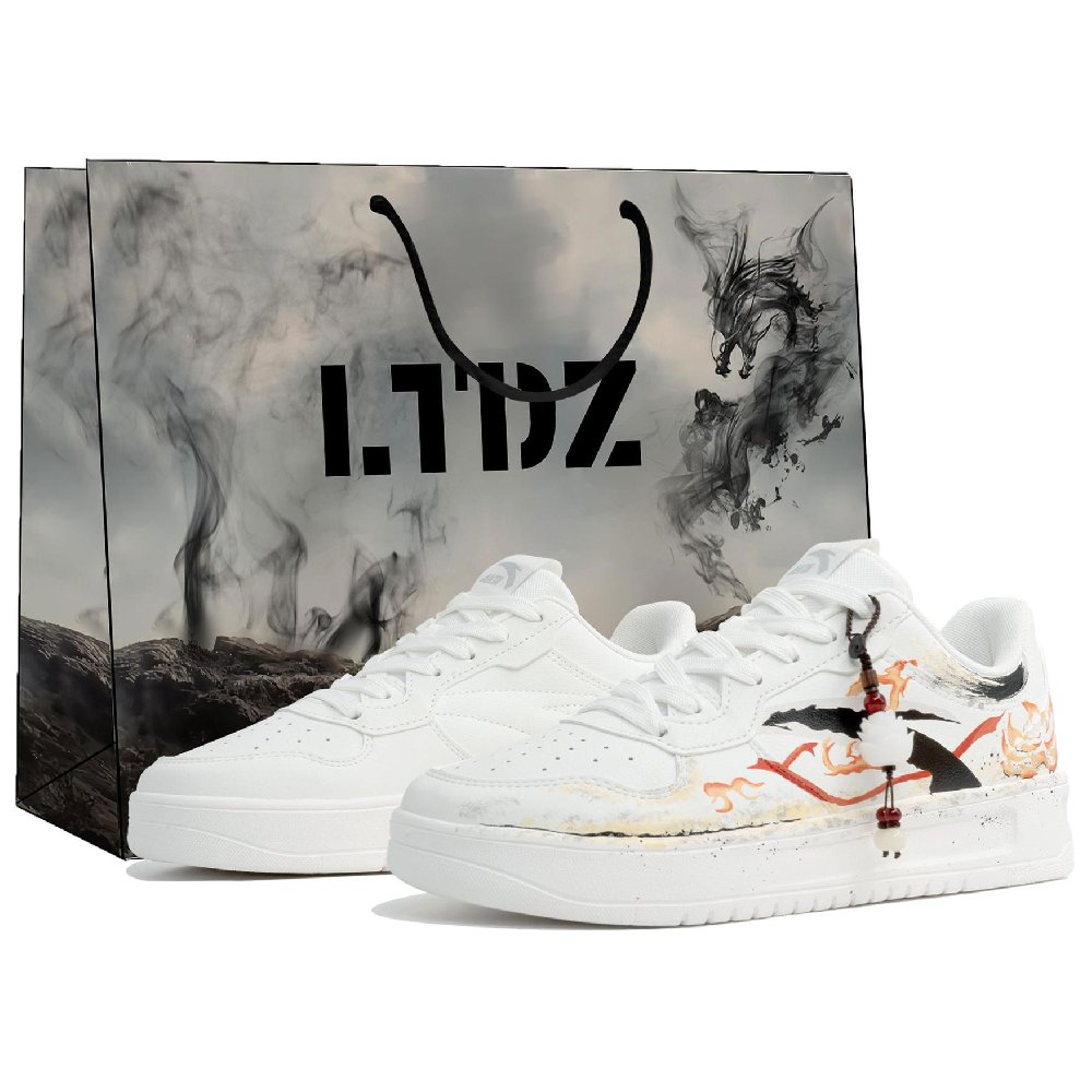 Anta Slip Resistant, Abrasion Resistant, Breathable Low Top Skateboard Shoes Men's White