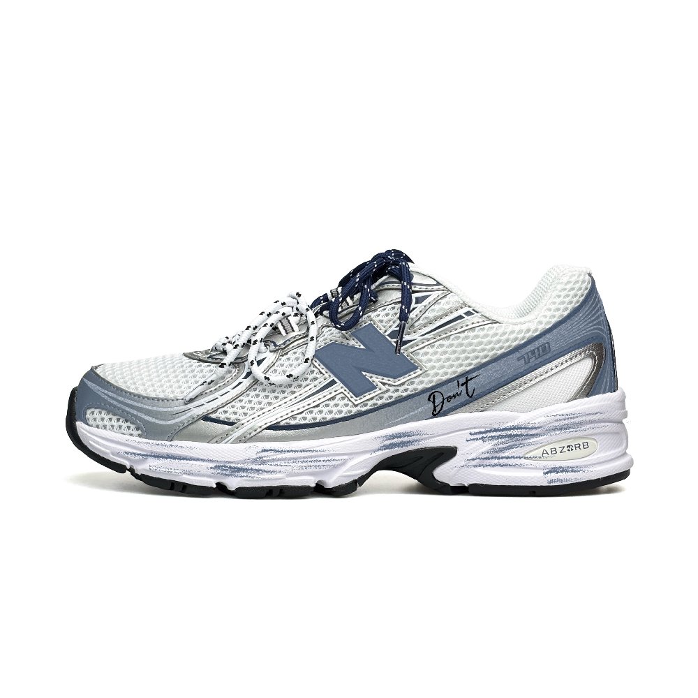 New Balance NB 740 Abrasion Resistant Low Top Casual Running Shoes Unisex White Blue Silver