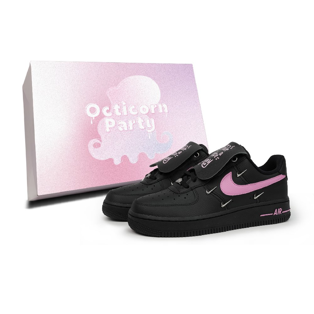 Nike Air Force 1 Anti-Slip Wear-Resistant Low-Top Skateboard Shoes Women's Black Pink