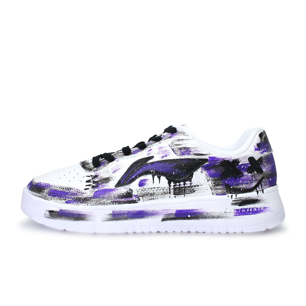 LiNing Pontoon Boats Abrasion Resistant, Lightweight, And Breathable Low Top Skateboard Shoes Unisex Black Purple