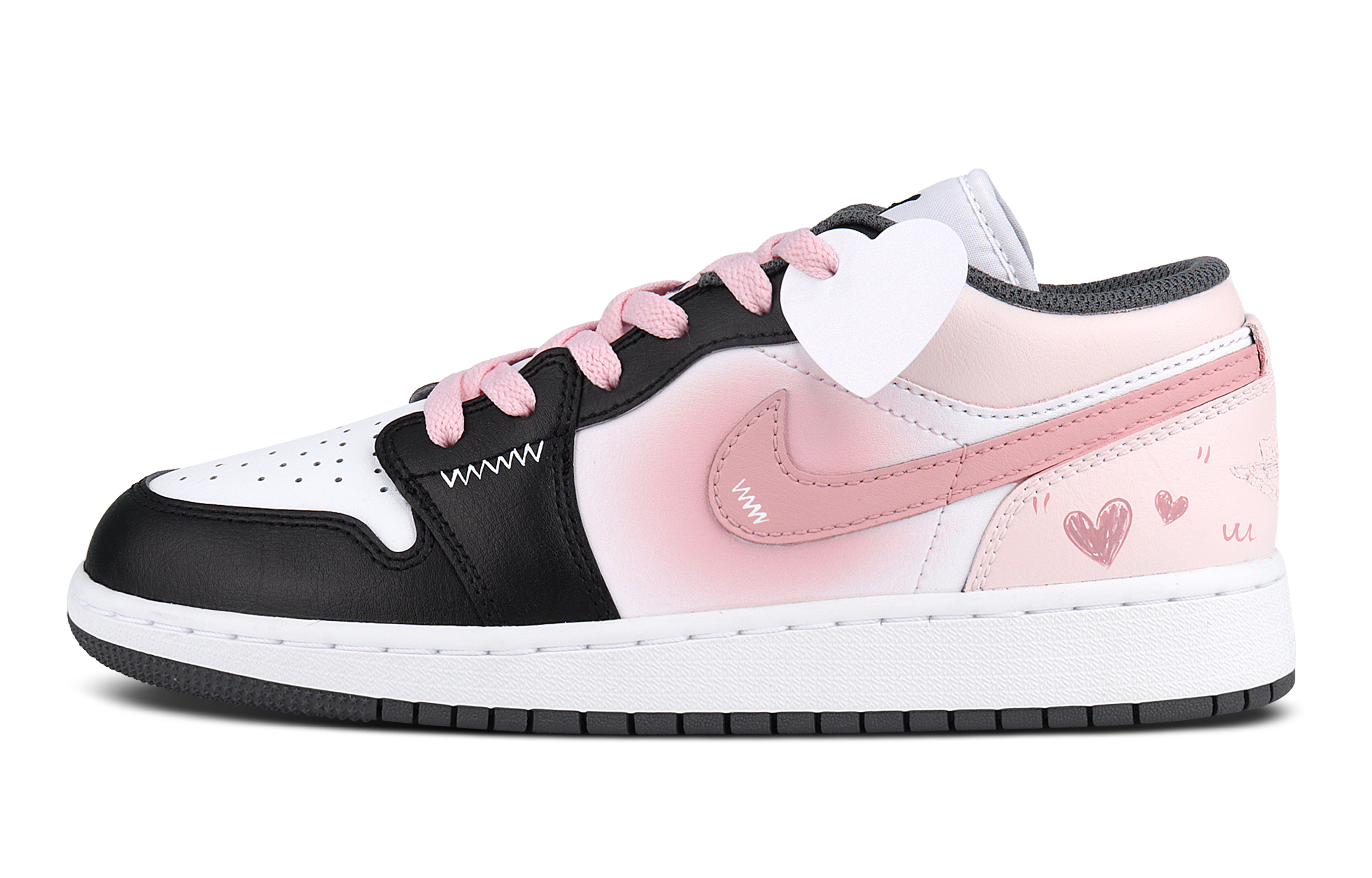 Jordan Air Jordan 1 Abrasion Resistant Low top Vintage Basketball Shoes Women's Black Pink