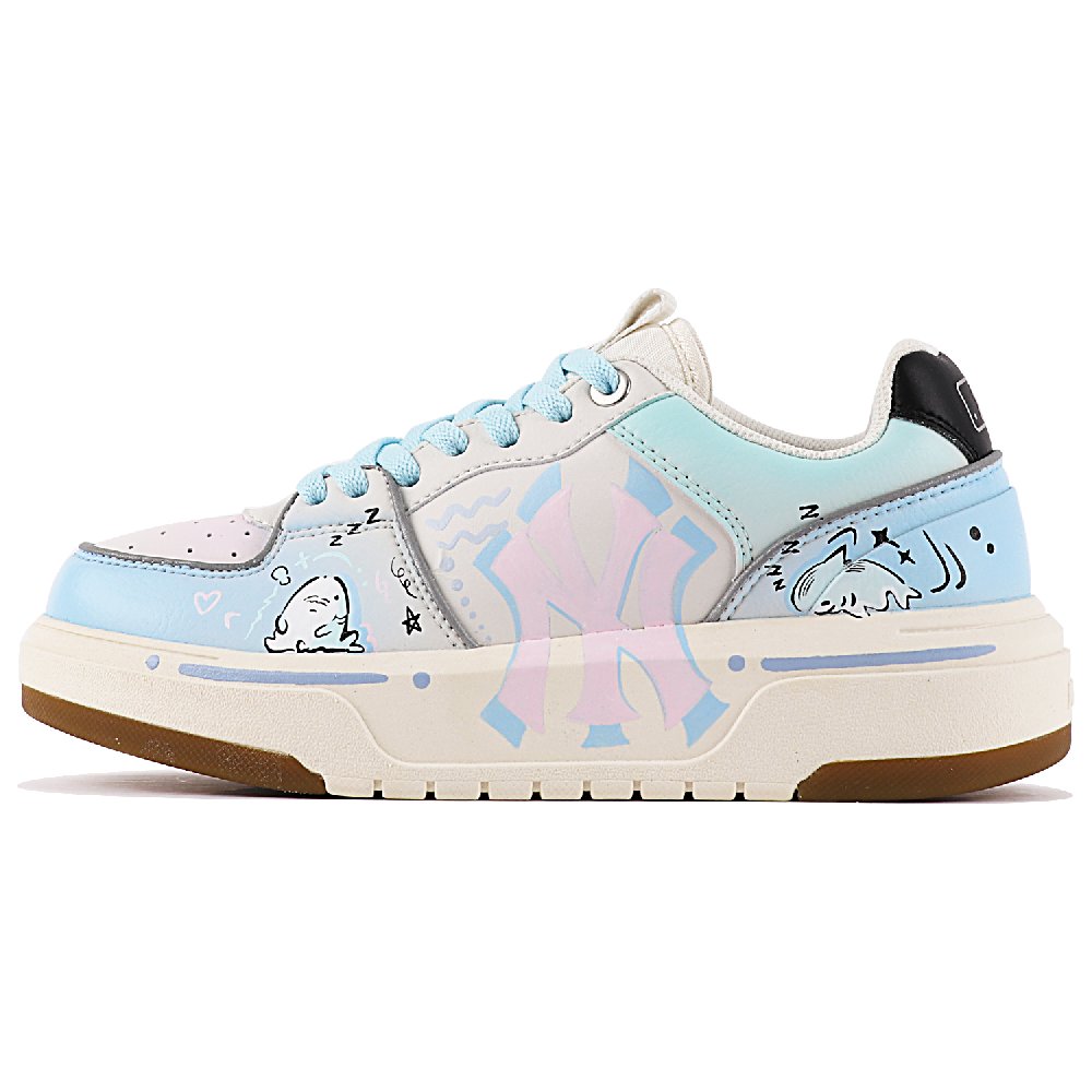 MLB Chunky Liner Anti-Slip And Wear-Resistant Height Increasing Low-Top Skateboard Shoes Unisex Blue White