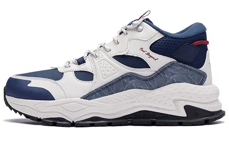 361° Abrasion Resistant Slip Resistant High Top Winter Padded Sports Casual Shoes White Blue