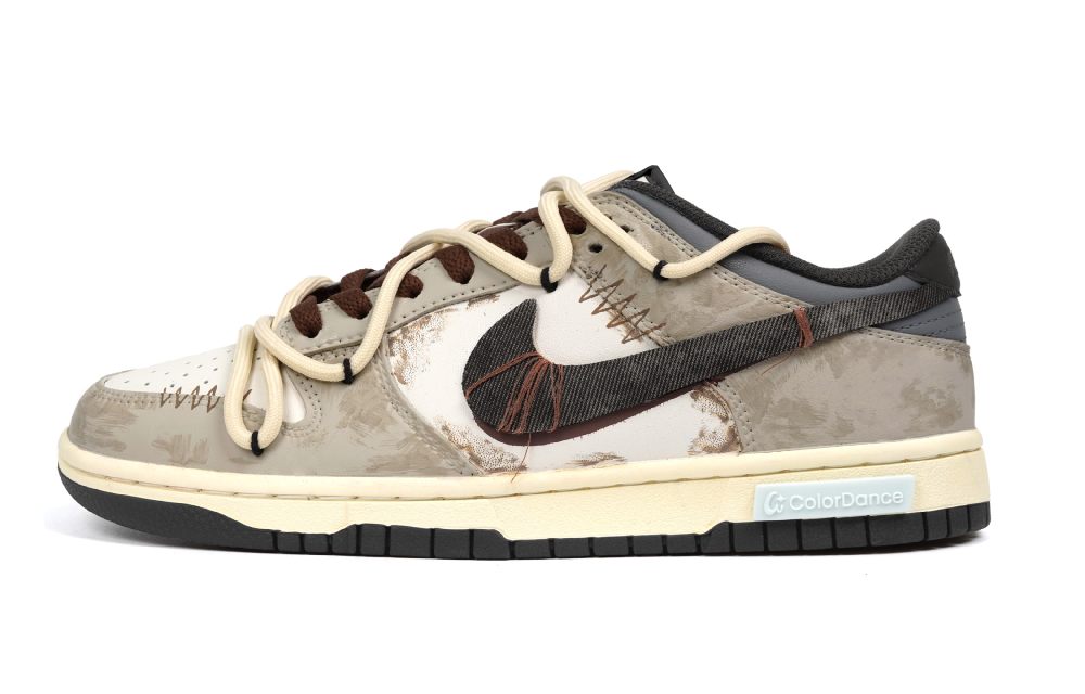 Nike Dunk Abrasion Resistant Low Top Skateboard Shoes Unisex Beige Brown