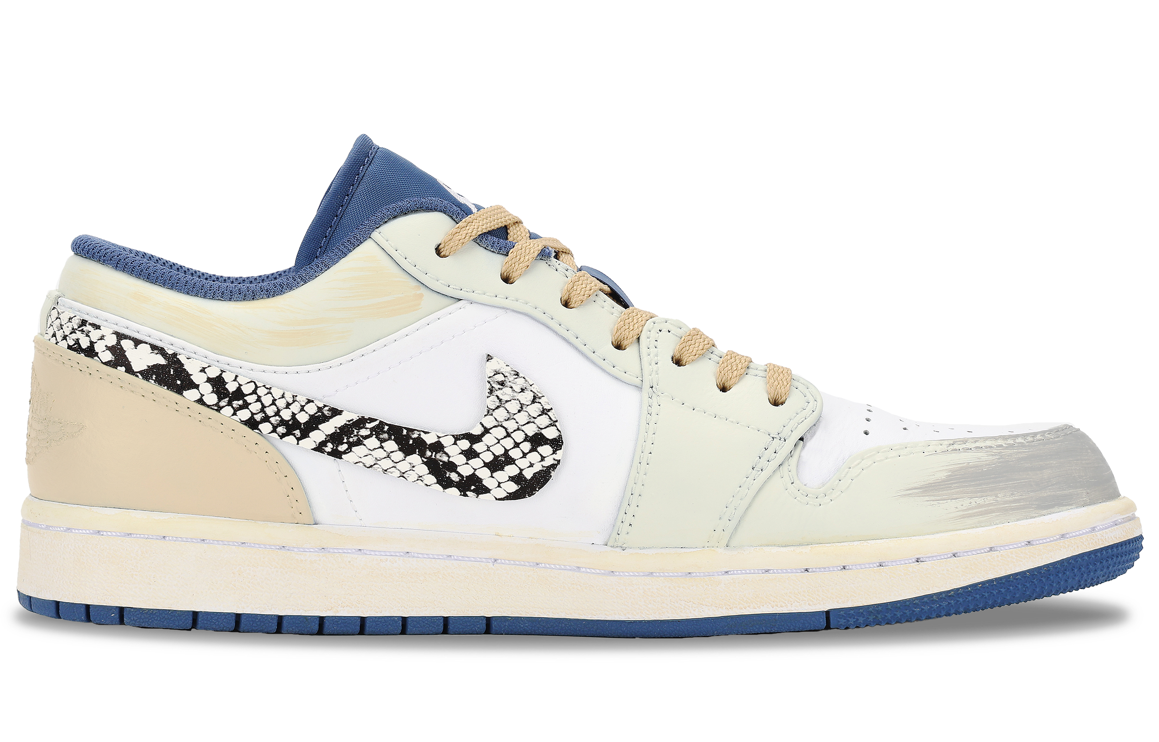 Jordan Air Jordan 1 Low top Vintage Basketball Shoes Men's White Yellow