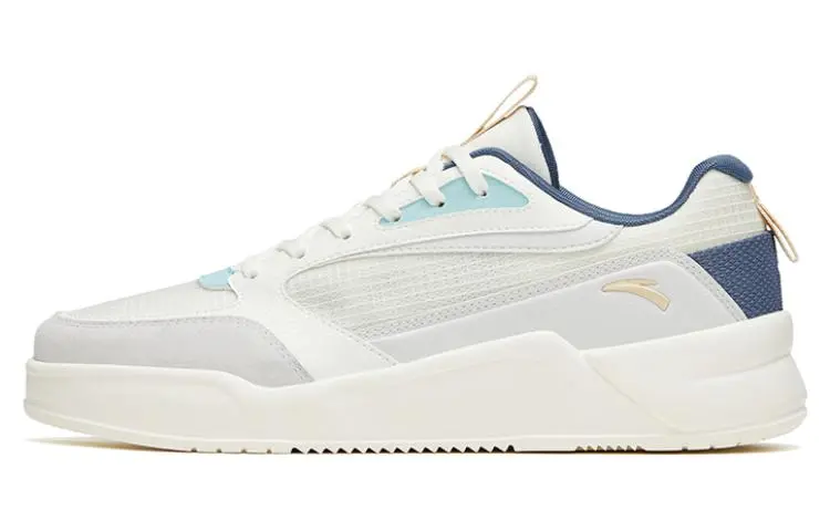 Anta Rubber Bullet Slip Resistant, Abrasion Resistant, Lightweight Low top Skateboard Shoes Men's White Gray Blue