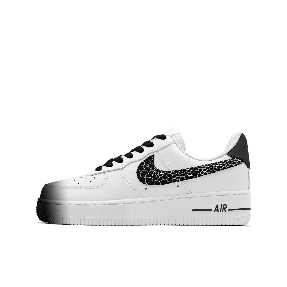 Nike Air Force 1 Snake Lady's Scale Anti-Slip Wear-Resistant Low-Top Skateboard Shoes Women's Black White