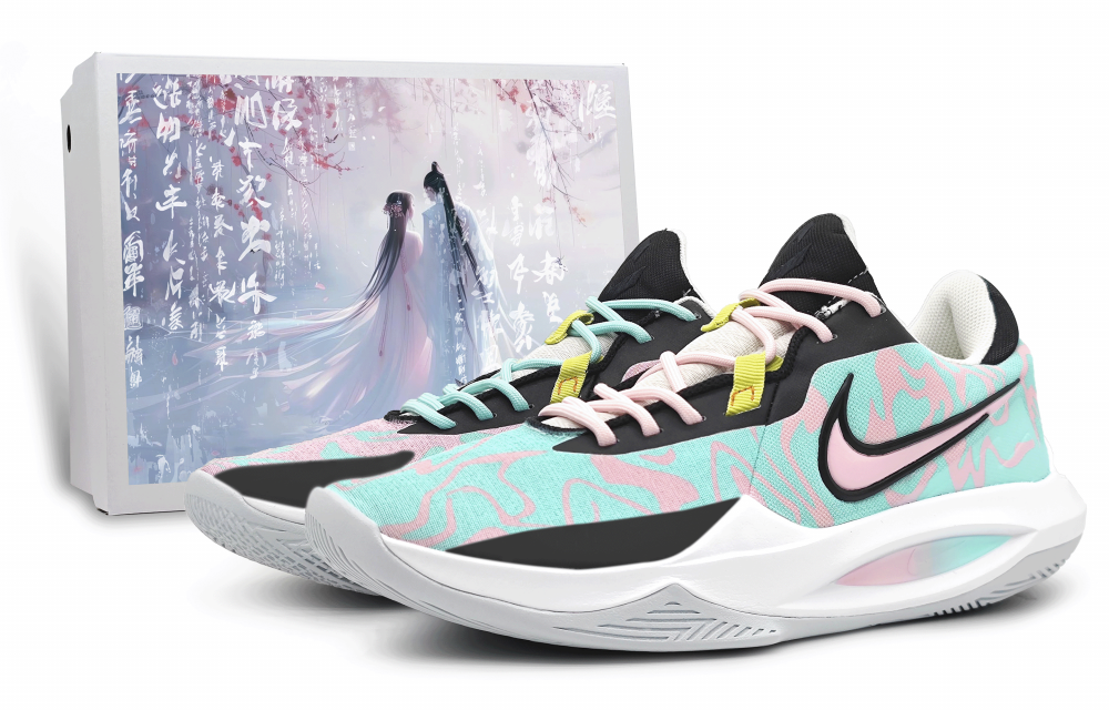 Nike Precision 6 Anti-Slip Wear-Resistant Low-Top Basketball Shoes Unisex Blue Pink