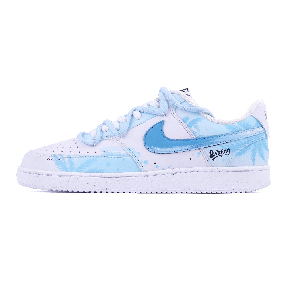 Nike Court Vision 1 Summer Coconut Wear resistant And Lightweight Low top Skateboard Shoes Women's Light Blue