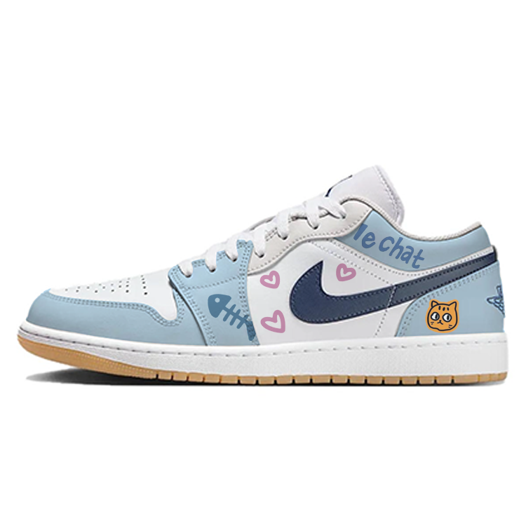 Jordan Air Jordan 1 Cushioning, Wear Resistant Low Top Vintage Basketball Shoes Unisex Sky Blue
