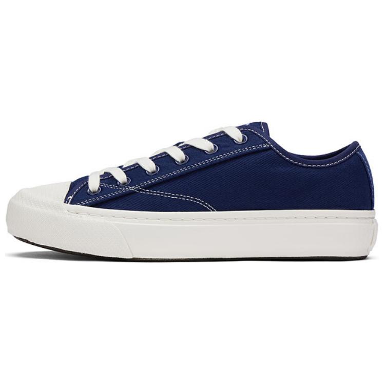 LACOSTE Anti-Slip Wear-Resistant Low-Top Skateboard Shoes Men's Navy Blue/Ecru