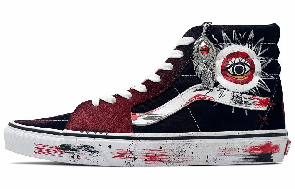 Vans SK8 Non-slip Lightweight High-Top Skateboard Shoes Unisex Black White Red